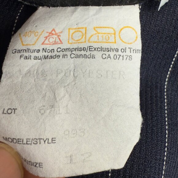 HIROKO VTG Designer Barrel Pinstripe Preppy Belted Ankle Office Pant Trousers 12 - Picture 8 of 8